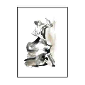 Grafika z cyklu, dance" malowana ręcznie o wymiarach 30cm x 42cm ajan art taniec, para