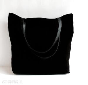Classic shopper bag na ramię czarnaowsianka klasyczna, prosta, szyk, miejski