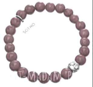 bransoletka różowy kryształy elements sotho marmur, swarovski, dziecięca, dziewczęca, fashion