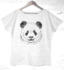 Panda bawełniana z nadrukiem S m gabriela krawczyk bluzka, koszulka, nadruk, szara