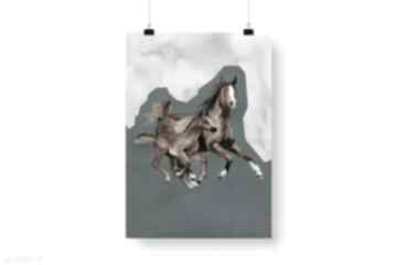 Plakat dekoracyjny a3 "konie" plakaty bednarczyk ilu, do salonu, akwarele, dla dzieci