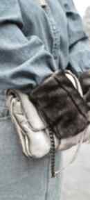 Mankiety z futra brązowych norek rękawiczki gofashion z brazowe, ocieplecze modny