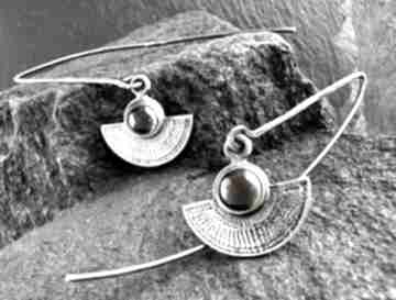 Orientalne wachlarze z shambala z dymnym, biżuteria z kwarcem, srebrne wiszące, oksydowane
