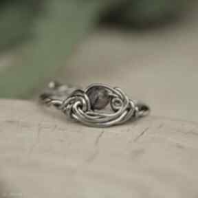 Mini pierścionek regulowany turmalin wire wrapping agata rozanska