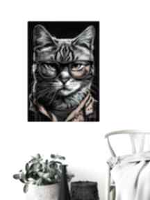 Portret kota hipsterskiego - otis wydruk na płótnie 50x70 cm B2 justyna jaszke kot, hipster
