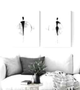Zestaw 2 30x40 cm wykonanych ręcznie, czarno biała - 2553856 plakaty art krystyna siwek obraz