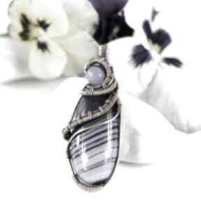 z fioletowym agatem wisiorki blue pearl art wire wrapping, agat, miedziany wisiorek, biżuteria