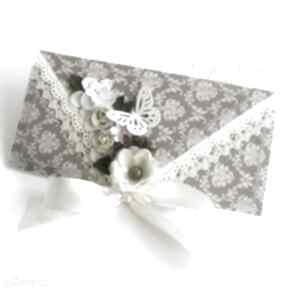 Kopertówka retro scrapbooking kartki jelonkaa ślub - kwiaty, koronka, motyl