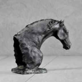 Na święta prezent! Ceramiczna figurka konia fryzyjskiego - technika raku oryginalny dekoracje