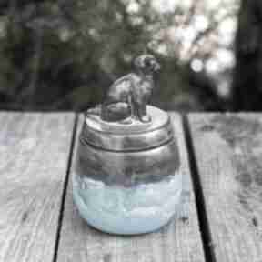 Urokliwa cukiernica z - morski brąz dla kociary 270 ml ceramika azul horse prezent, z kotem