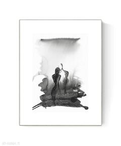 Grafika 21x30 malowana ręcznie na papierze, 3483616 art krystyna siwek obraz do salonu, czarno