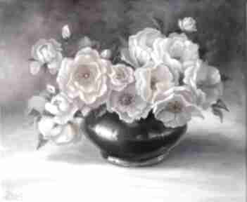 Bukiet róż, ręcznie malowany olejny lidia olbrycht paint obraz, kwiaty sztuka, róże ogród