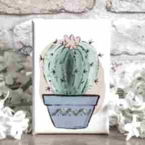 Mini obrazek akrylowy - kaktus pokoik dziecka maly koziolek obraz, pokój nastolatki - farba