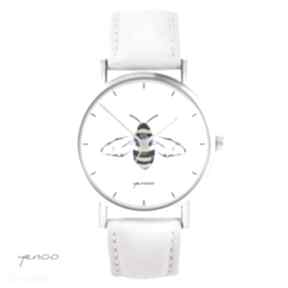 Zegarek - pszczoła skórzany, pudrowy róż zegarki yenoo, bransoletka, unikatowy