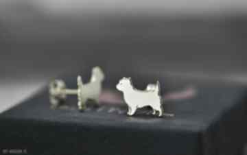 Cairn terrier - kolczyki srebrne pozłacane pasją i pędzlem pies, terier, tarrier, biżuteria