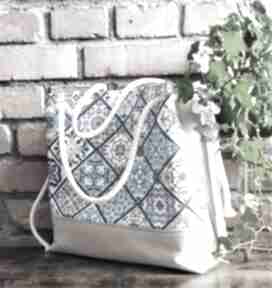 Bucket torba worek na portugalskie kafelki ramię krasanka torebka bag, motyw podróże, handmade