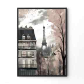 Plakat jesień w paryżu v2 - format A4 plakaty hogstudio, do salonu, sztuka, paryż