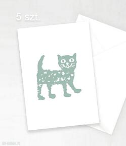 Kotek bez życzeń, dla dzieci, z kotkiem, karnety - 5 sztuk annasko kartki, podziękowania