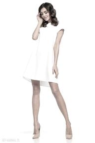 na t261, biała tessita sukienka, prosta, dziewczęca, kontrafałda - plecach