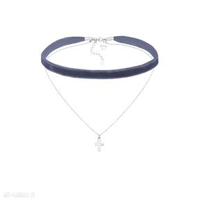 Krzyżyk choker: zawieszka dusik, modny - minimalistyczny naszyjniki