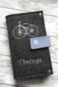 Filcowe etui na telefon - vintage bike happy art, smartfon, portfelik, retro, haft