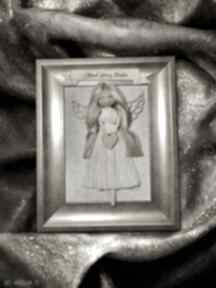 na ramka złota dom kartkowelove aniołek, anioł stróż, dzień babci, prezent urodziny