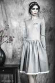 Rozkloszowana sukienka z haftowaną koronką kasia miciak design rustic, dress, bawełna