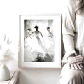 Plakat baletnice dziewczyny - format 40x50 cm plakaty hogstudio, malowany, biało szary