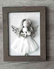 Aniołek makrama dekoracje mon arti anioł stróż, serce, prezent chrzciny, ramka