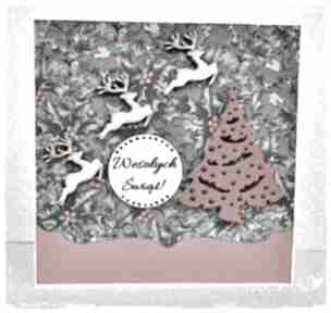 Życzenia z reniferami scrapbooking kartki wrzosowisko, scrap, renifer, gwiazdka