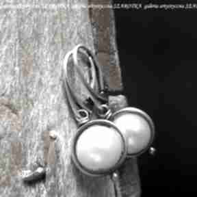 Klasyka na okrągło kolczyki z naturalnych pereł i srebra szarotka perła, słodkowodna