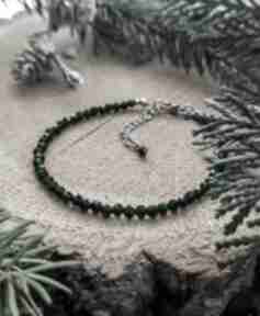 Bransoletka ze nilu - rainforest V reveal z kamieniami, butelkowa zieleń, szmaragdowa