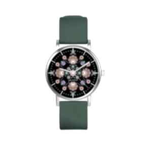 Zegarek mały - folkowa mandala, czarna silikonowy, zielony zegarki yenoo, pasek, ludowy