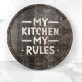 Deska dębowa sztorcowa "my kitchen my rules" dekoracje messto made by wood, do krojenia
