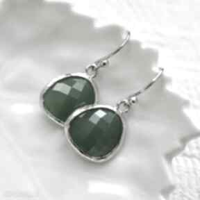 Dark green in silver made by magda wiszące, srebrne, szkło, letnie