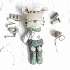 41 cm maskotki stworki we wzorki tygrysek, chłopczyk - bezpieczna zabawka, ręcznie haftowany