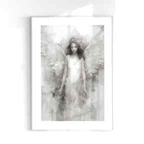 Anioł w delikatnych odcieniach beżu i bieli 40x50 cm 8-2 0043 plakaty raspberryem