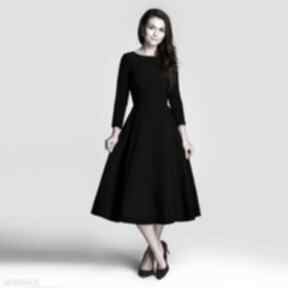 Sukienka klara 3 4 total midi czarna livia clue, rozkloszowana, 4 rękawek, elegancka, jesień