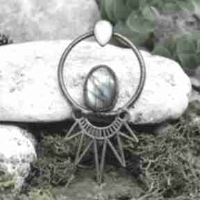 Miedziany z i #329 wisiorki metal earth labradoryt, kamień księżycowy, amulet, wisiorek