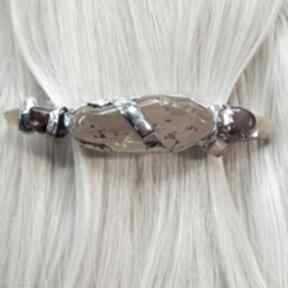 Spinka - klamra do włosów z bursztynami oprawionymi w technice tiffany janish