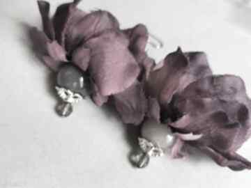 Kolczyki kwiaty box m1 k1, odcień kul szarych trochę inny ruda klara, amarant, folk, kwiatowa