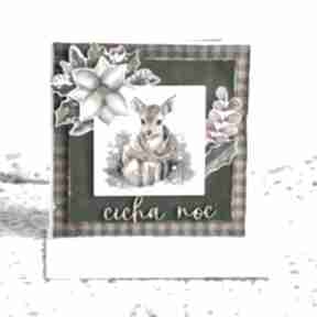 Pomysł na prezenty święta. Świąteczna - cicha noc scrapbooking stworki we wzorki kartka, boże