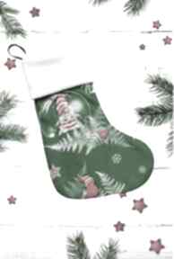 Skarpeta świąteczna na prezenty zielona, mikołajki, personalizacja dla dziecka