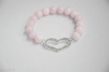 Bracelet by: srebrne cyrkoniowe w różowym marmurze sis srebro, serce, love, prezent, cyrkonie