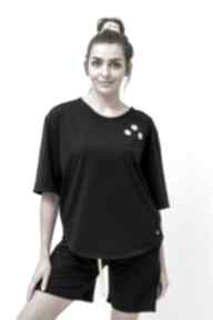 T-shirt damski "shakira" czarny trzy foru asymetryczna, w kwiatki, letnia koszulka, bawełniana