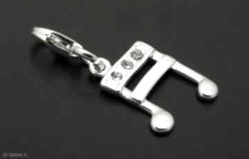 Zawieszka charms nutki nuty srebro 925 swarovski wisiorki srebrny pyl