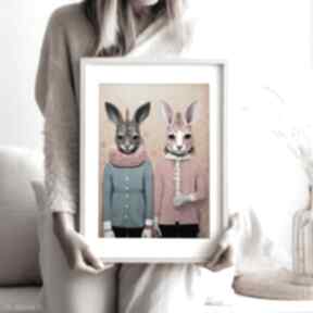 Plakat zwierzęcy duet - format 40x50 cm plakaty hogstudio kolorowy, desenio, modny, zwierzęta
