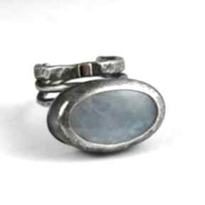Kamień księżycowy maszywny pierścionek atelier4 masywny - srebro i złoto