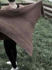 Kasztanowa chusta chustki i apaszki patka na drutach wełniana, szal, dla niej, ciepła