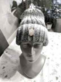 Ciepła czapka robiona na drutach handmade point smerfetka, zimowa